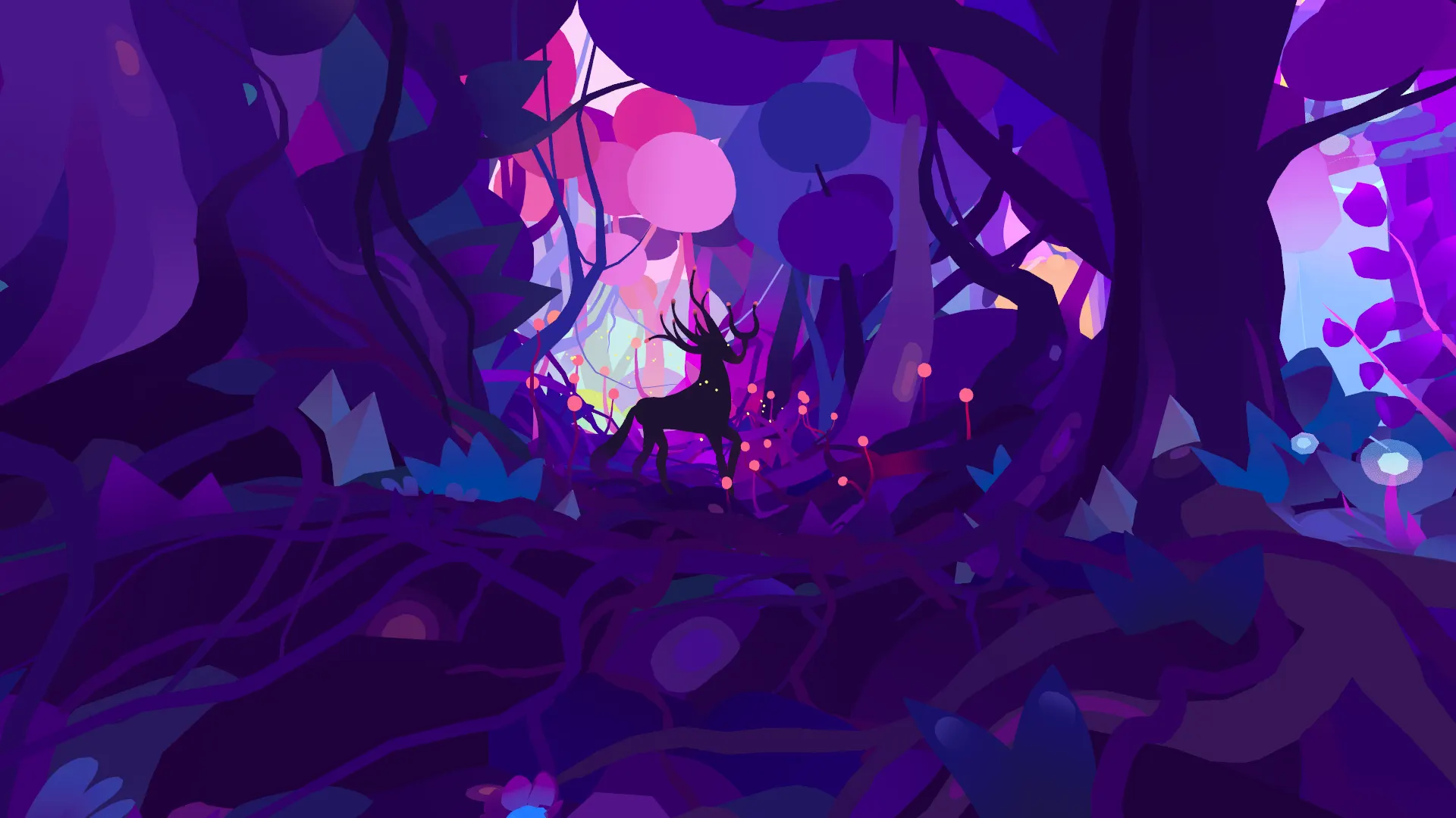 A neon jungle scene painted in Quill