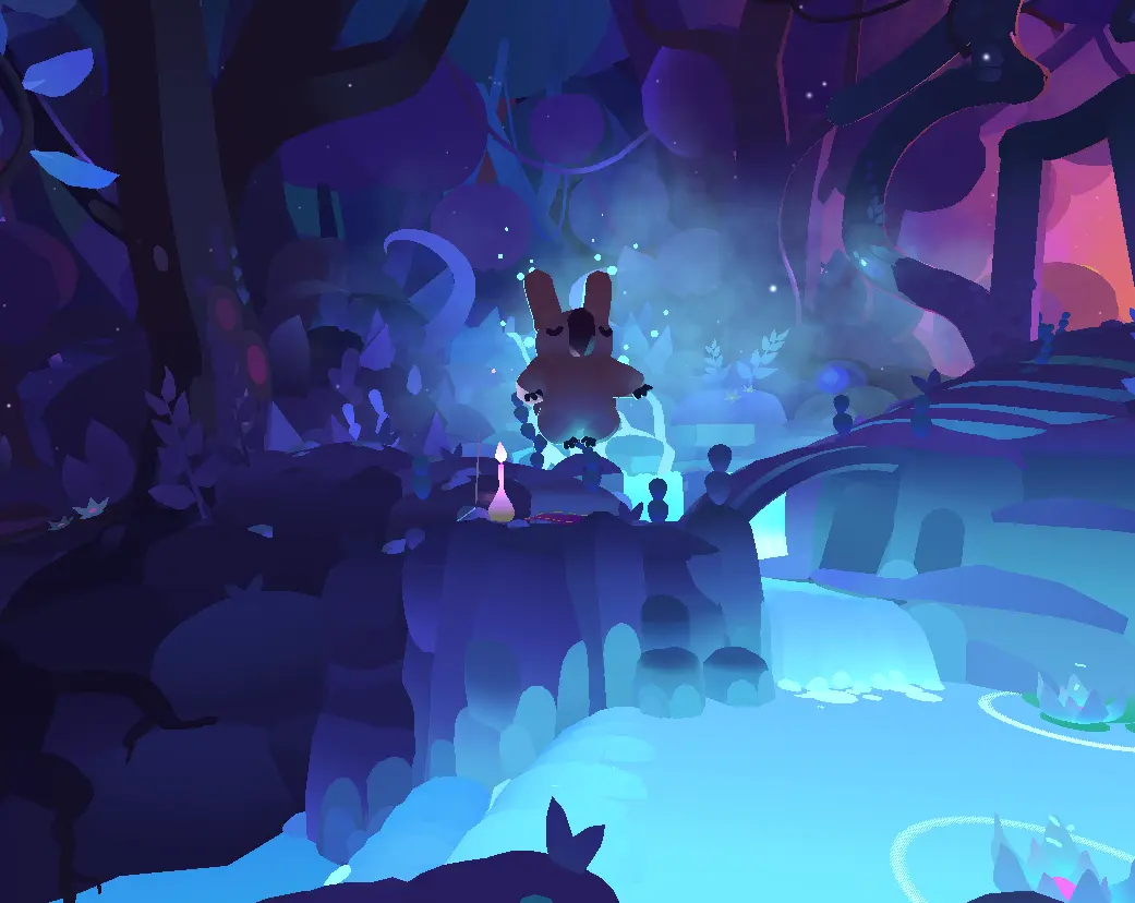 A koala meditating in a painted shrine