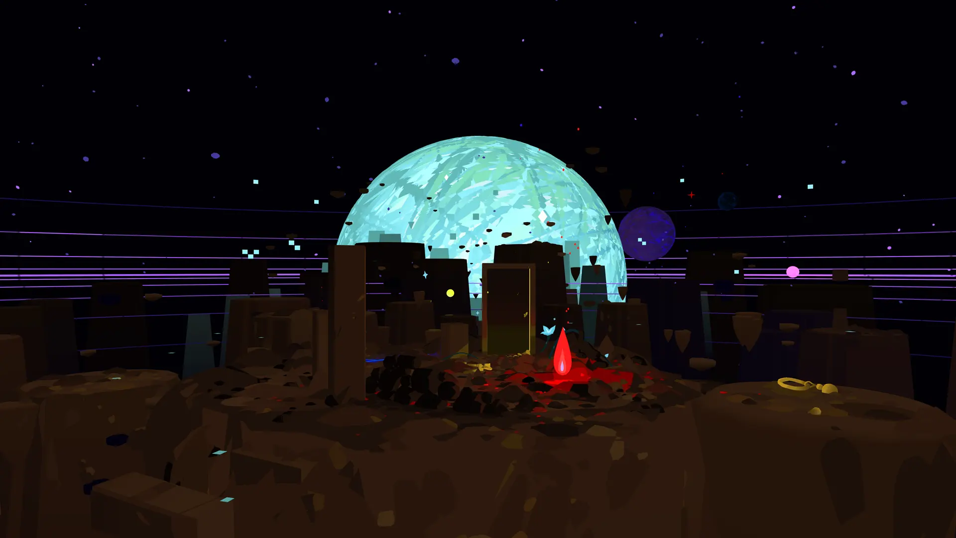 A dome of light glowing over a dark city skyline